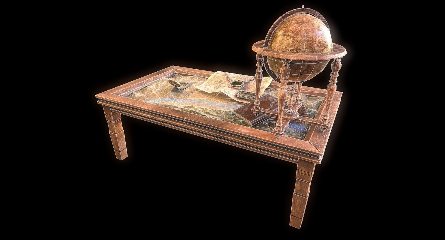 Geographic tactical table with war map Low-poly 3D model_24