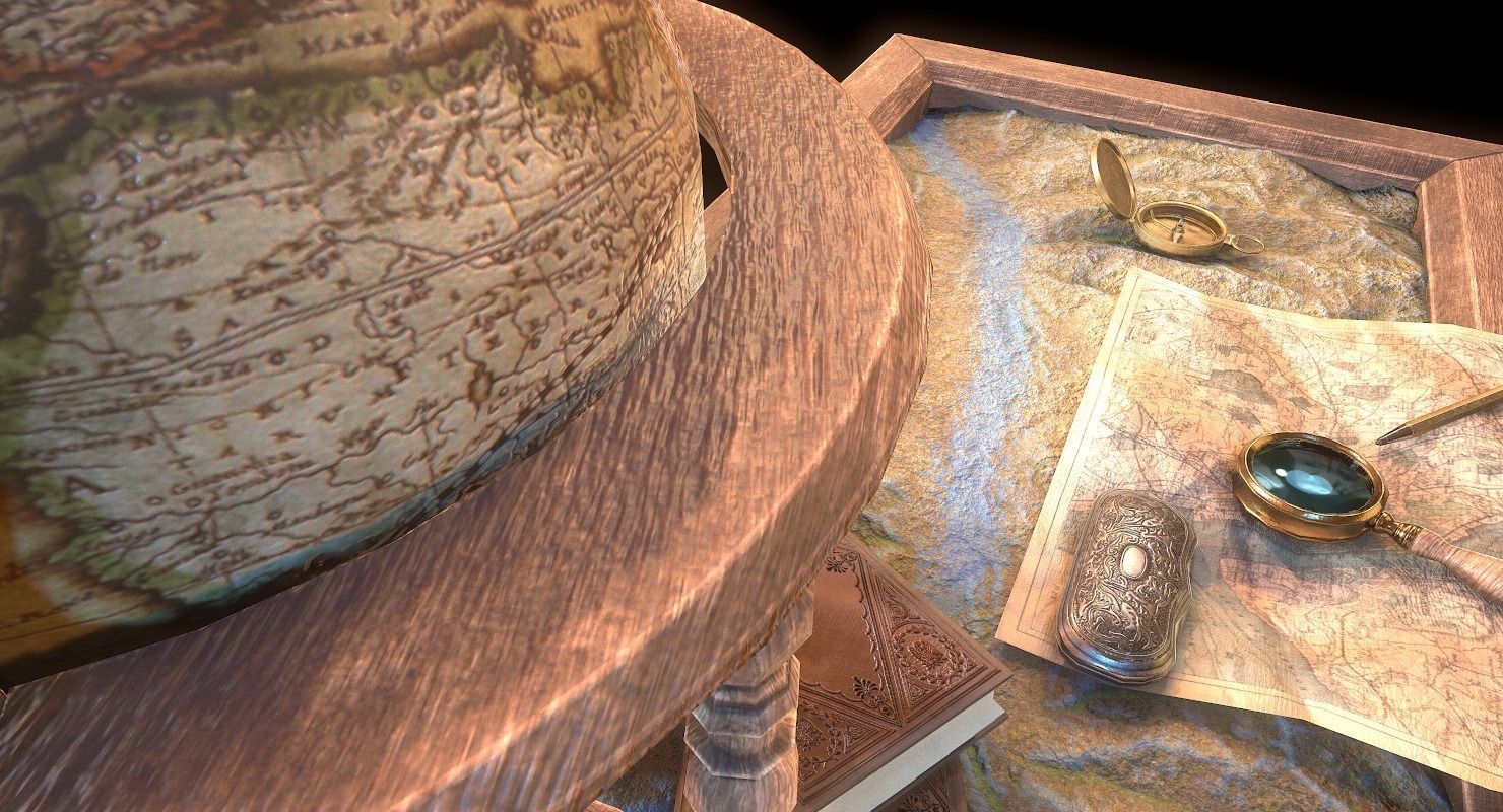 Geographic tactical table with war map Low-poly 3D model_13