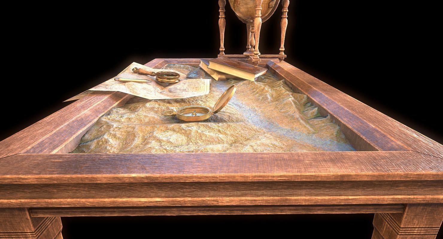 Geographic tactical table with war map Low-poly 3D model_9