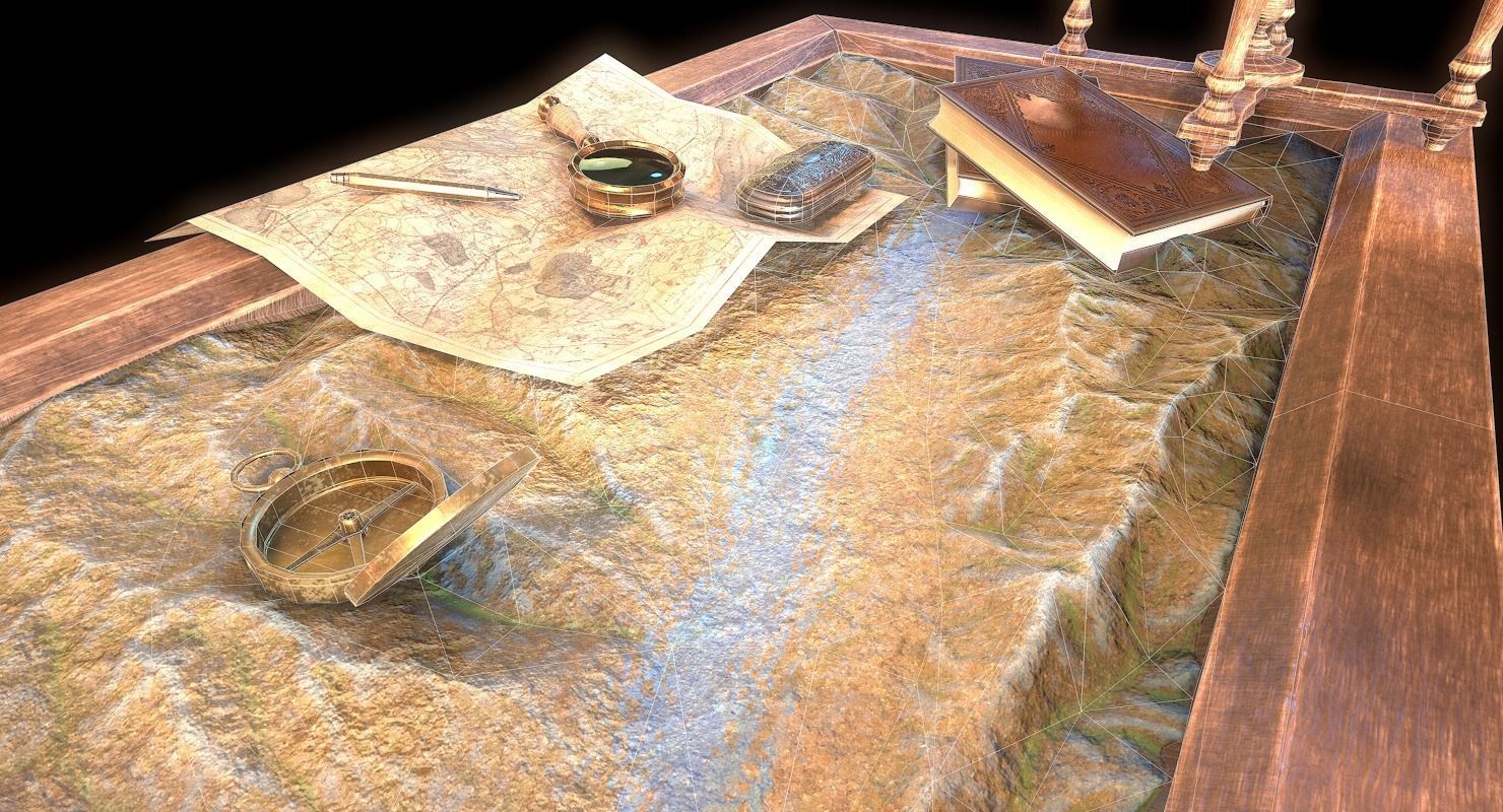 Geographic tactical table with war map Low-poly 3D model_19