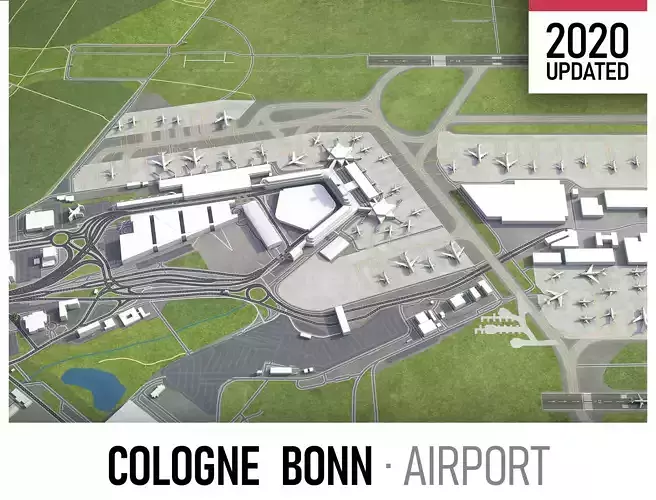 Cologne Bonn Airport Low-poly 3D model