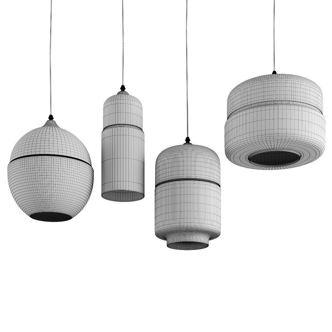 modern Nordic glass pendant light 3D model_3