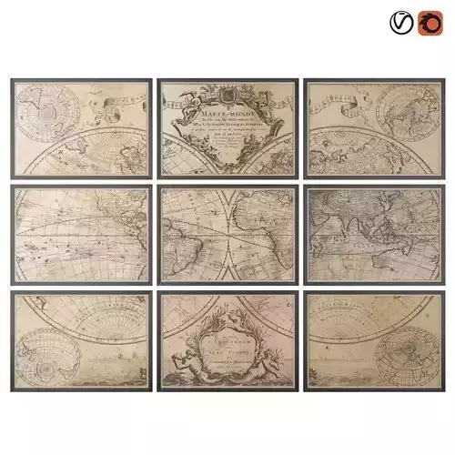 Restoration Hardware Lisles 1720 World Map Frames