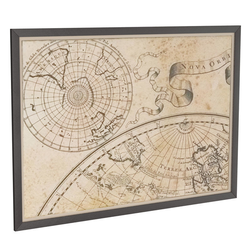 Restoration Hardware Lisles 1720 World Map Frames 3D model_2