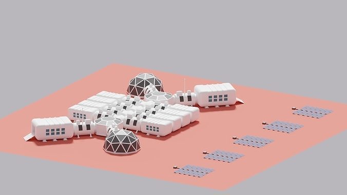 Martian Base Mars City Colony Low-poly 3D model