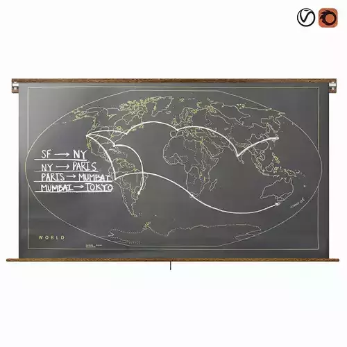 Restoration Hardware Military Chalkboard World Map 3D model