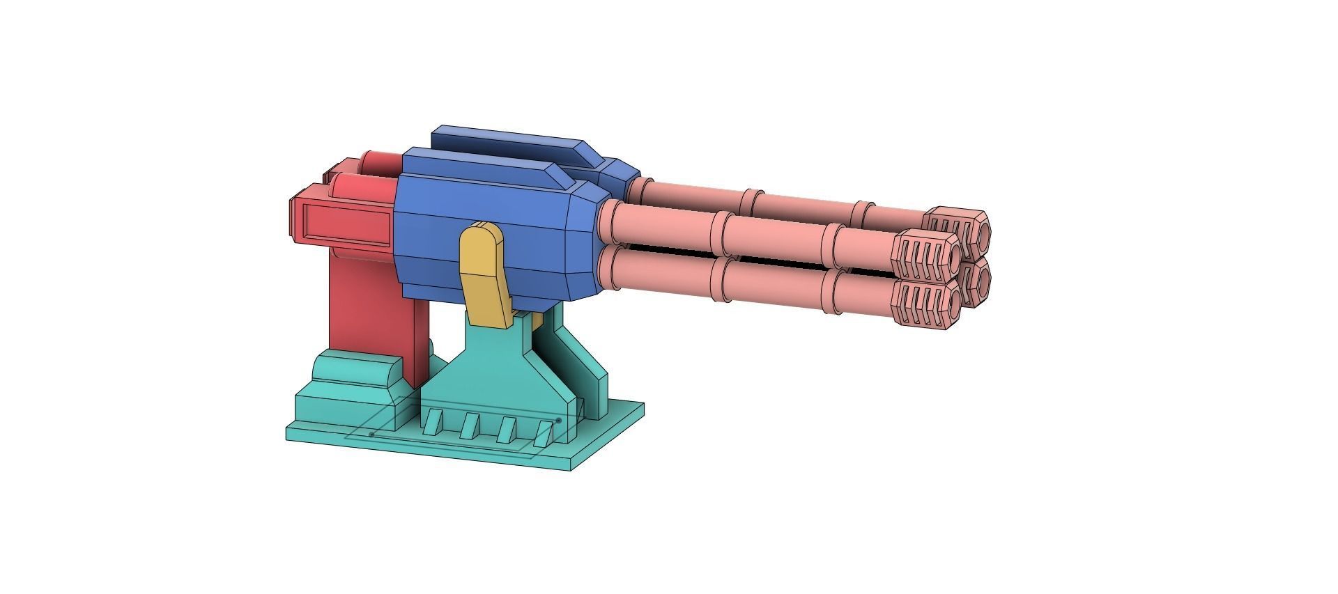 quad barrel cannon 3D print model_2