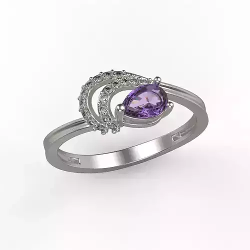 Women ring with gems 3dm stl