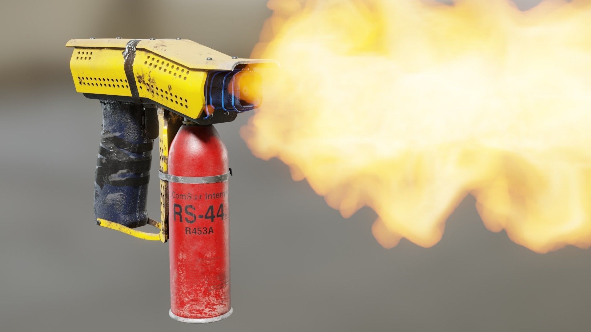 DIY Small Flamethrower Low-poly 3D model_2