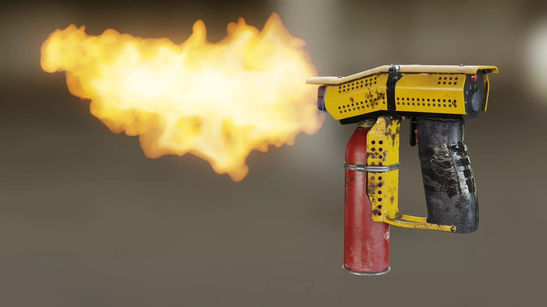 DIY Small Flamethrower Low-poly 3D model_0