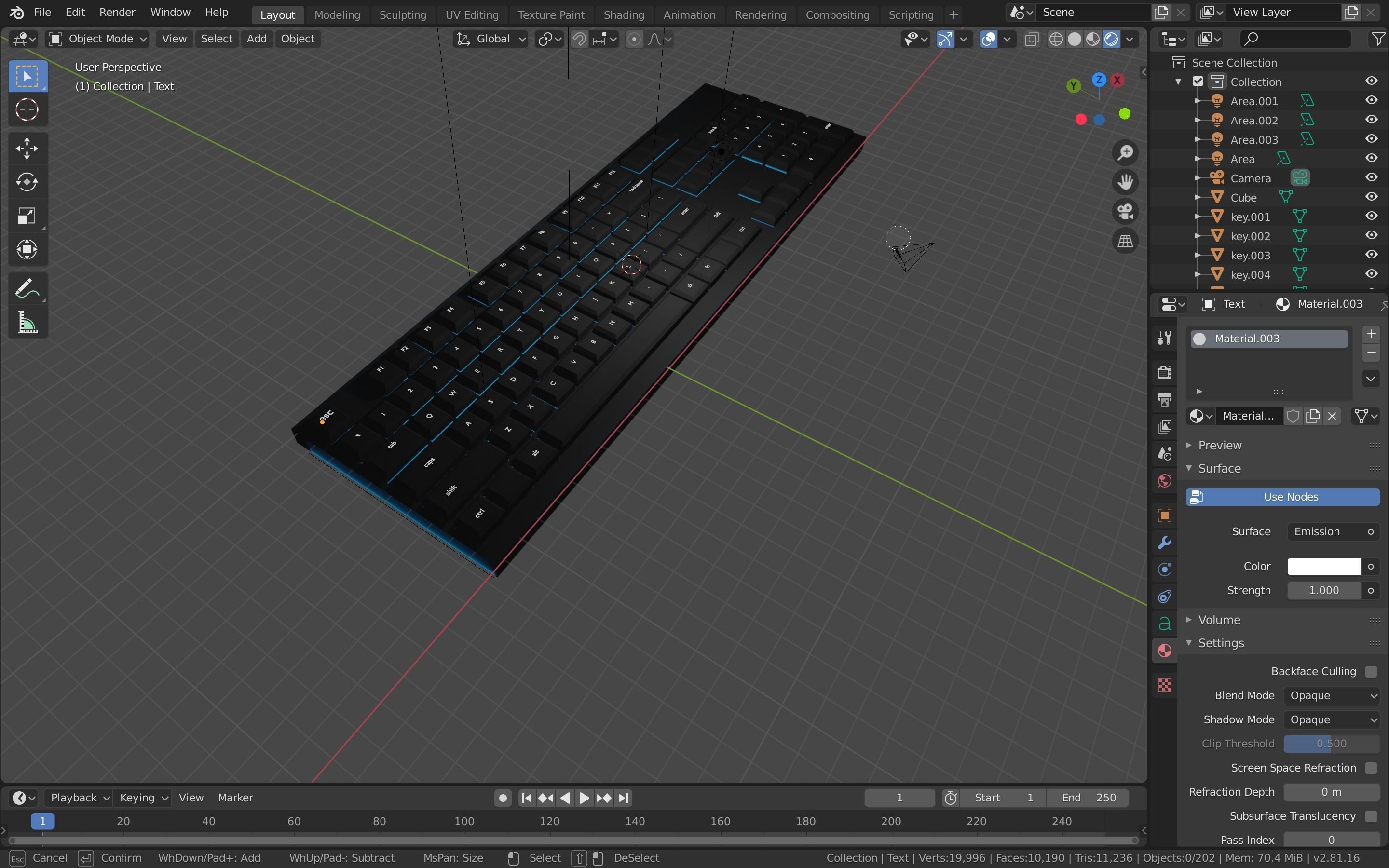 Gaming Keyboard Low-poly 3D model_3