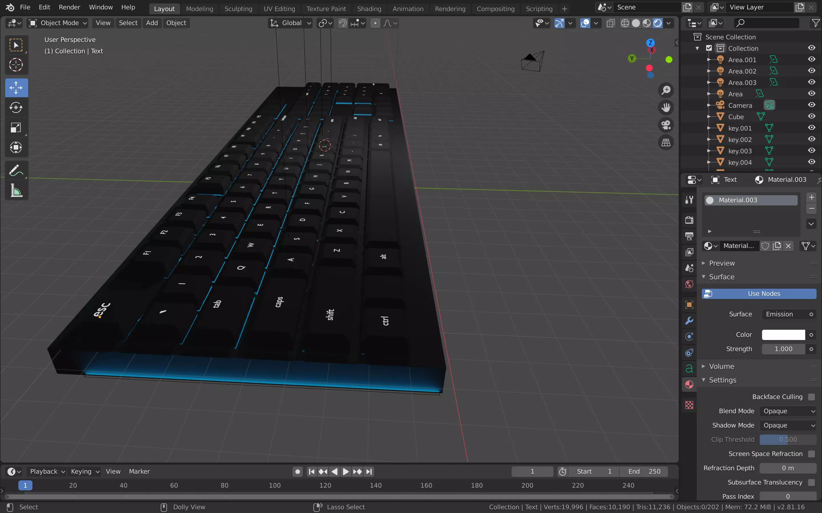 Gaming Keyboard Low-poly 3D model_0