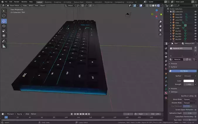 Gaming Keyboard Low-poly 3D model