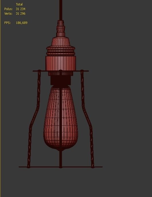 Hanging lamp Romatti Red Filament Marconi Cage 3D model_4