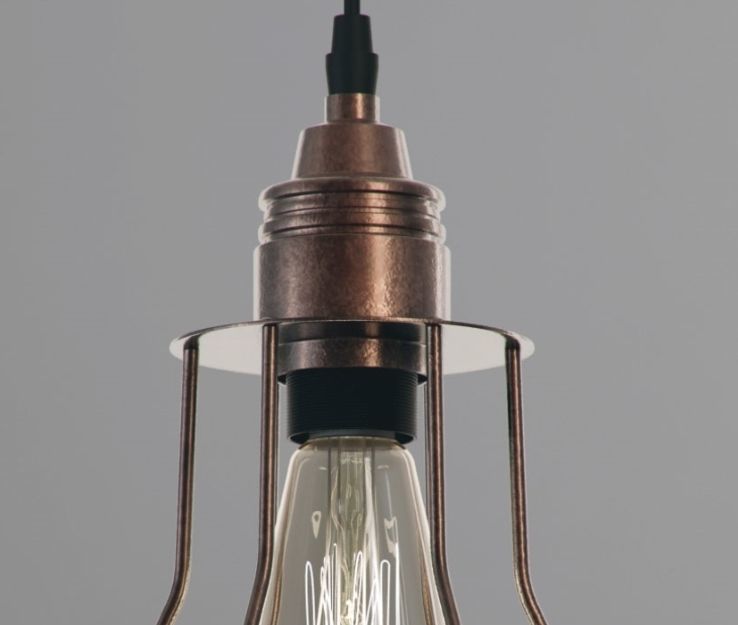 Hanging lamp Romatti Red Filament Marconi Cage 3D model_1