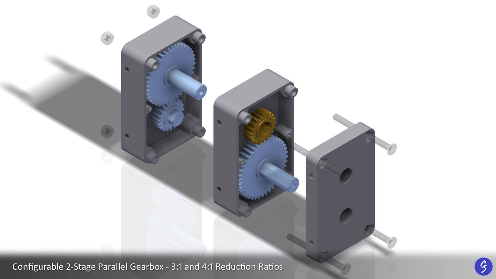 Configurable Multi-Stage Parallel Gearbox 3D print model_2
