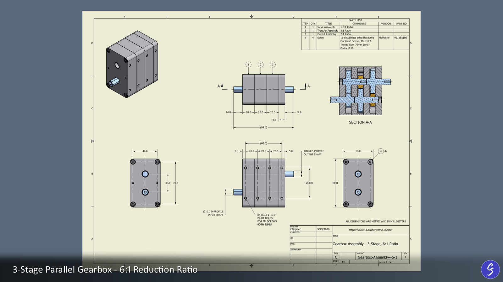 Configurable Multi-Stage Parallel Gearbox 3D print model_21