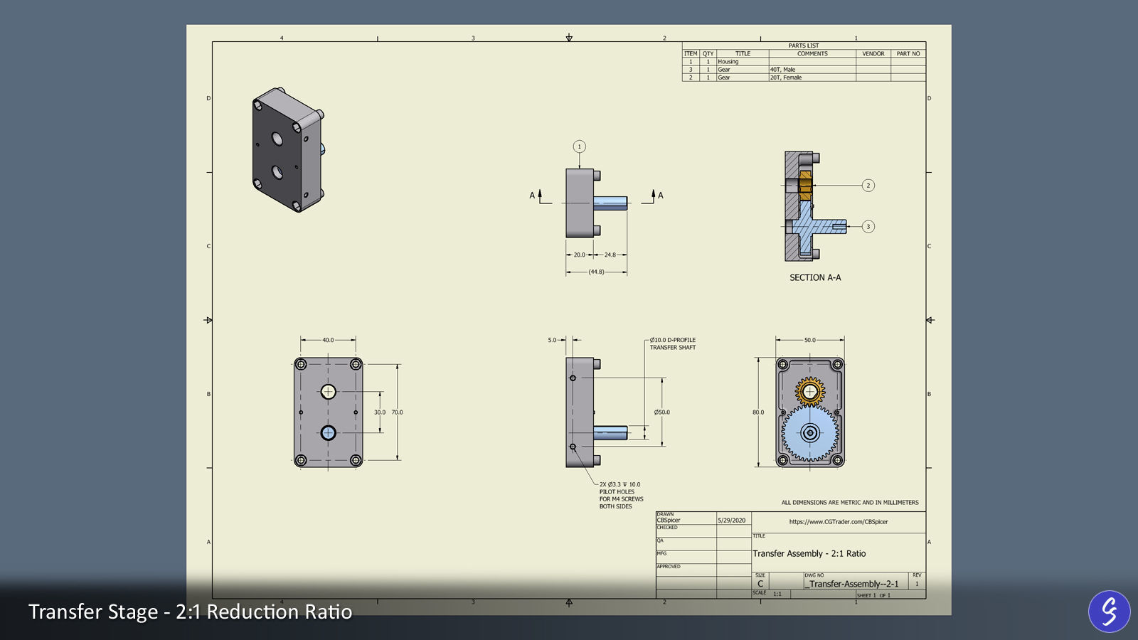 Configurable Multi-Stage Parallel Gearbox 3D print model_42