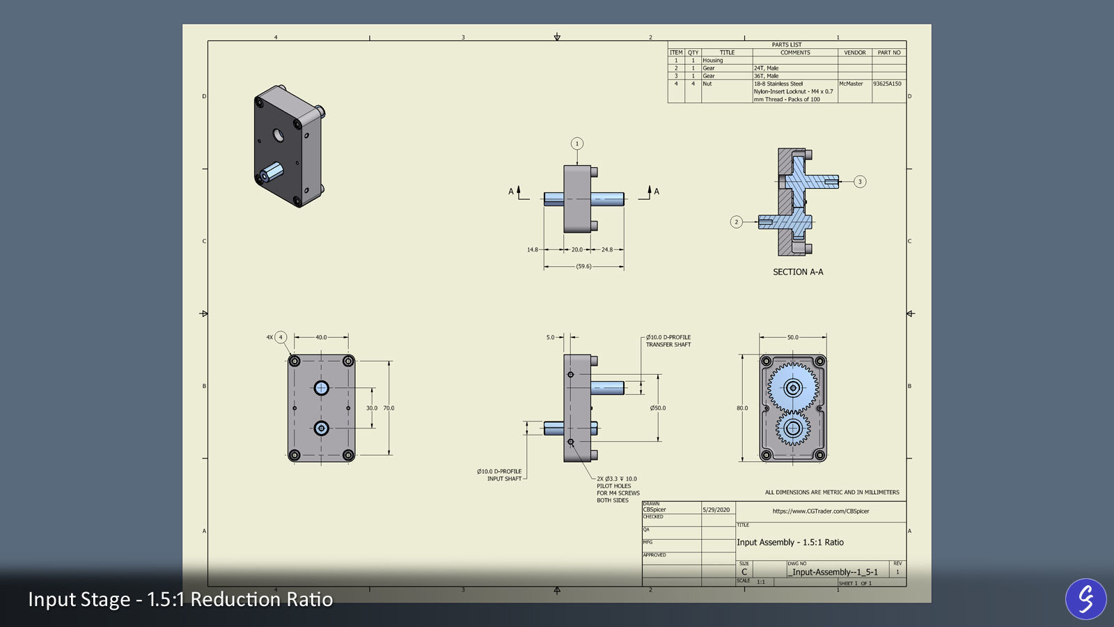 Configurable Multi-Stage Parallel Gearbox 3D print model_30