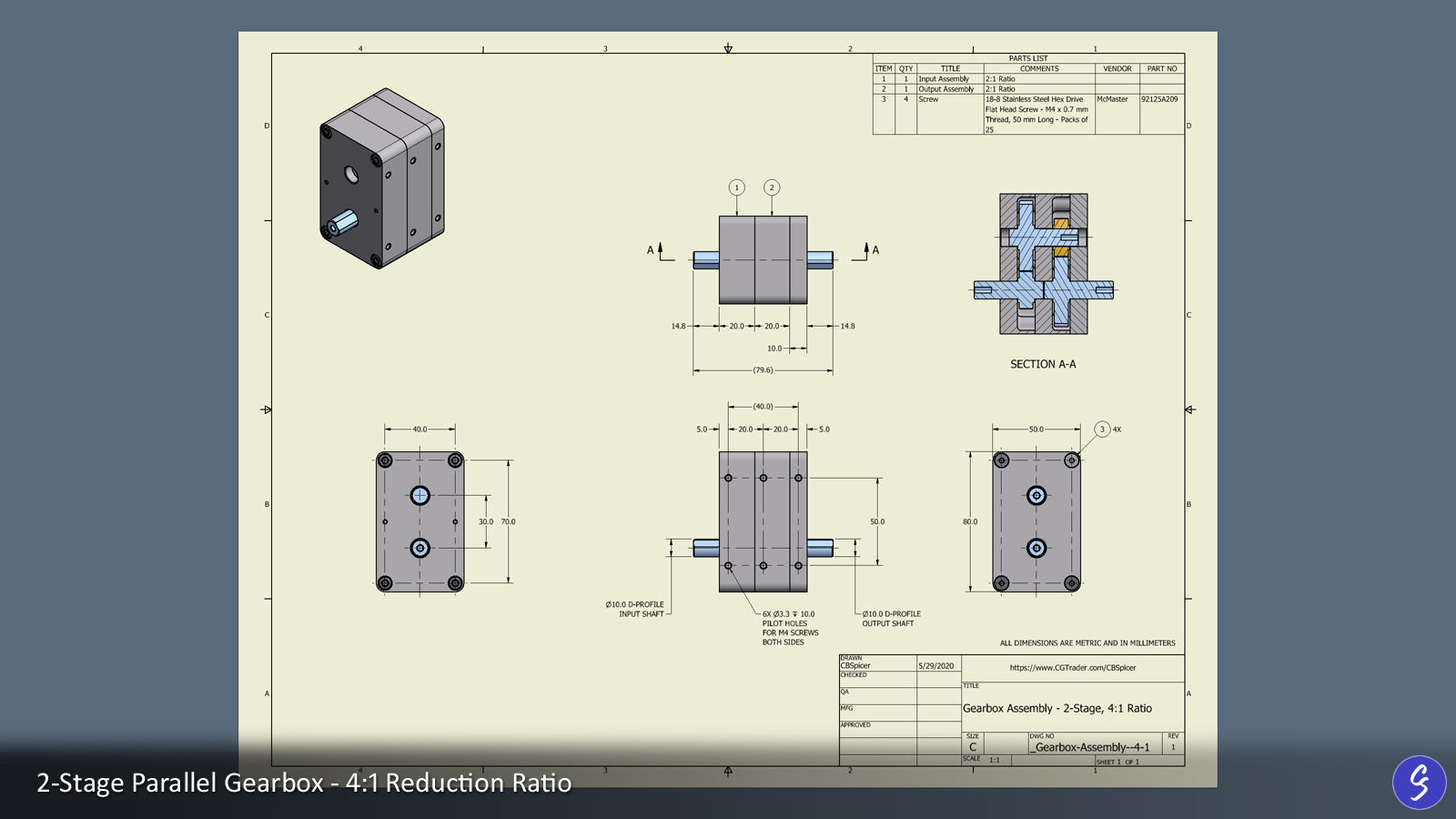 Configurable Multi-Stage Parallel Gearbox 3D print model_18