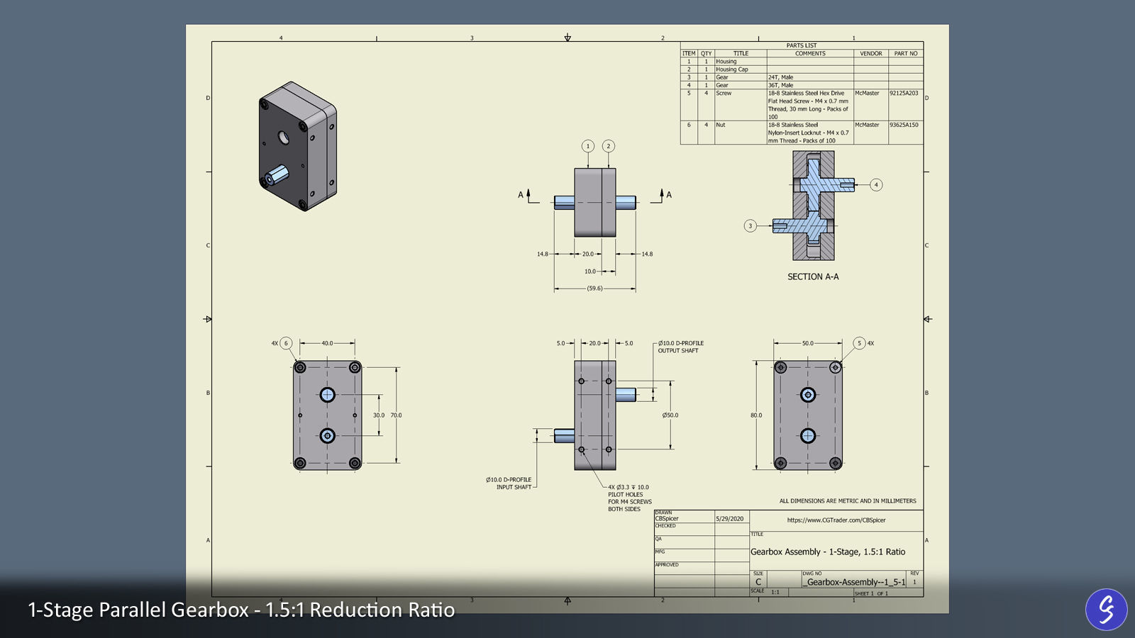 Configurable Multi-Stage Parallel Gearbox 3D print model_9