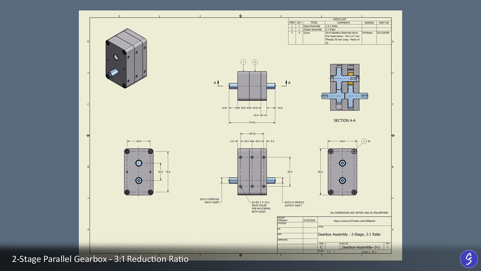 Configurable Multi-Stage Parallel Gearbox 3D print model_15