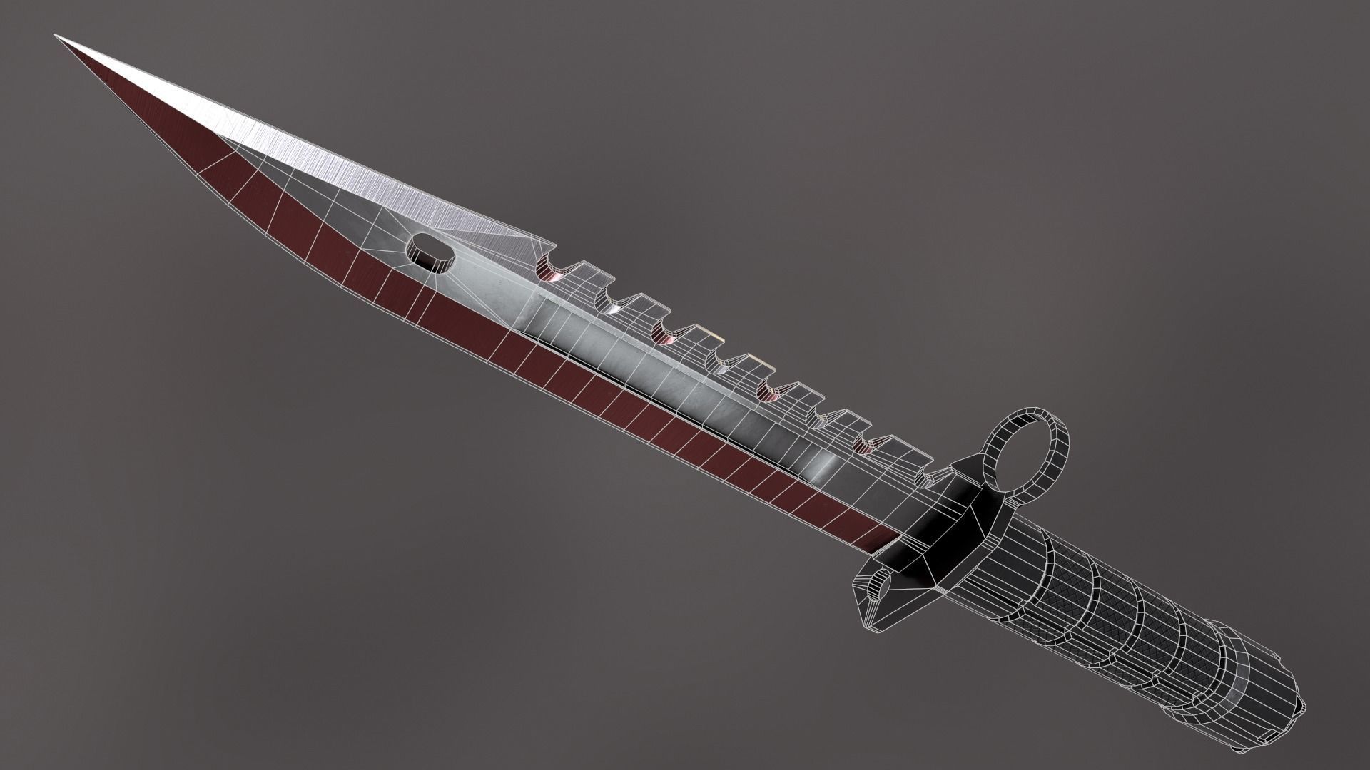 M9 Bayonet Low-poly game ready 3D model Low-poly 3D model_12
