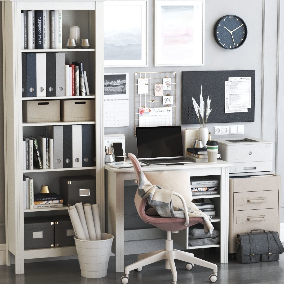 BRUSALI office workplace with LANGFJALL chair 3D model_4