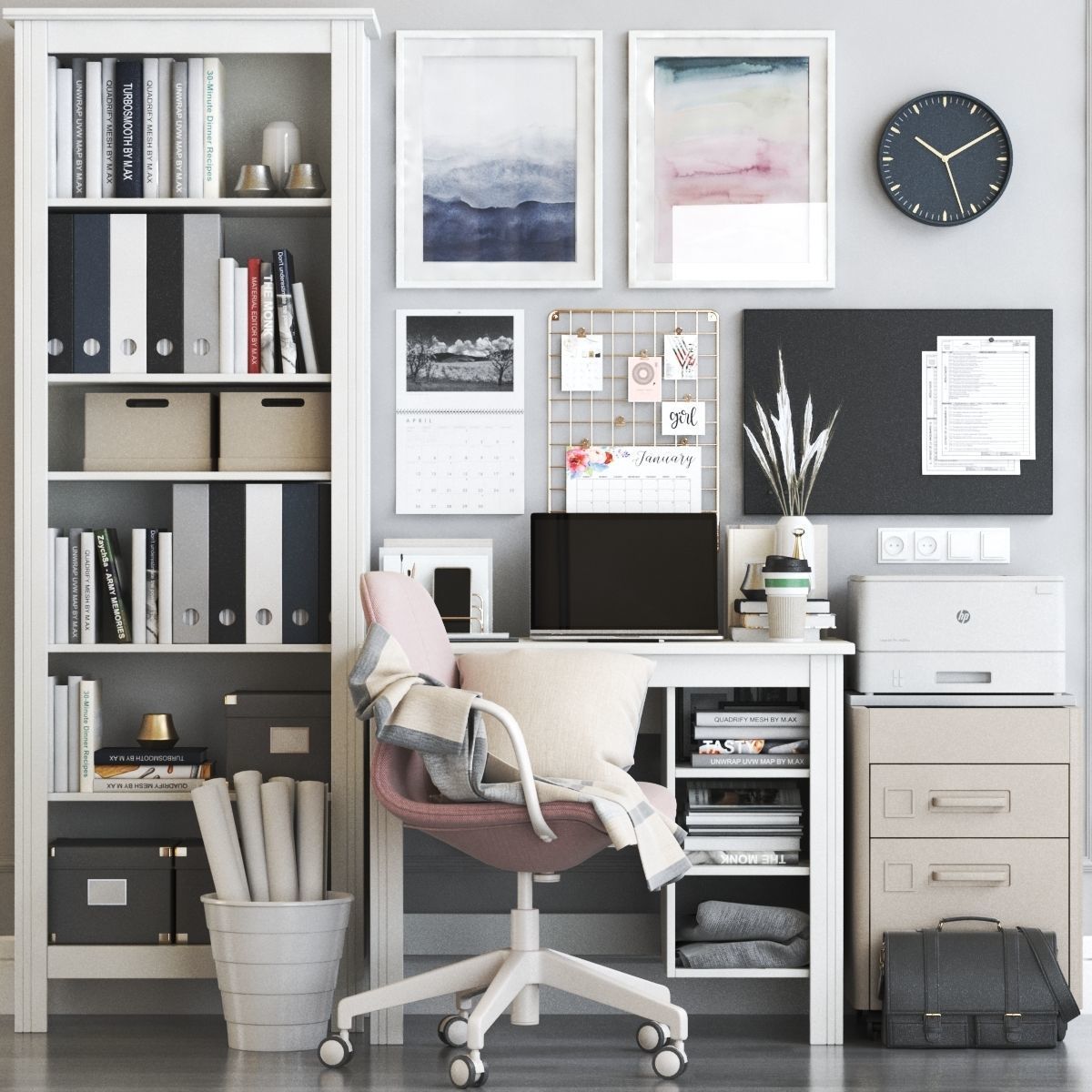 BRUSALI office workplace with LANGFJALL chair 3D model_3