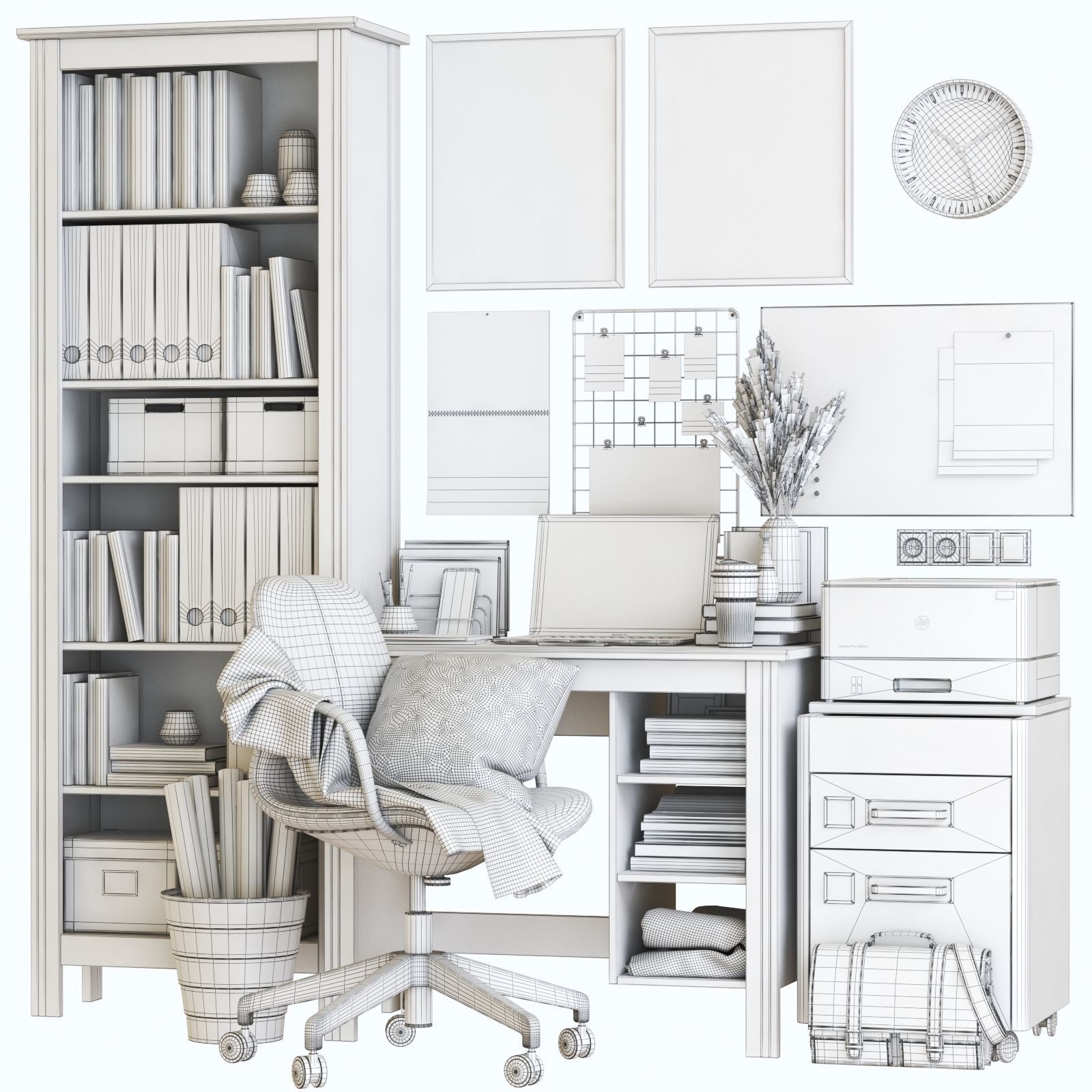 BRUSALI office workplace with LANGFJALL chair 3D model_2