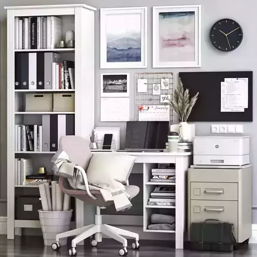 BRUSALI office workplace with LANGFJALL chair 3D model