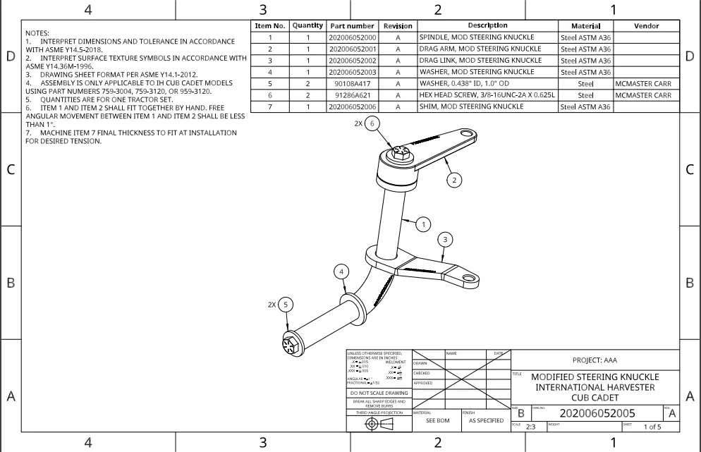 IH CUB CADET MODIFIED STEERING KNUCKLE 3D print model_0