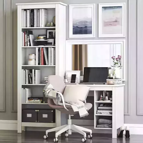 BRUSALI dressing table with LANGFJALL chair