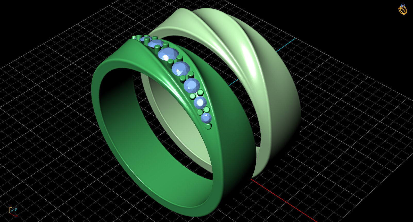 ring twist 3D print model_6