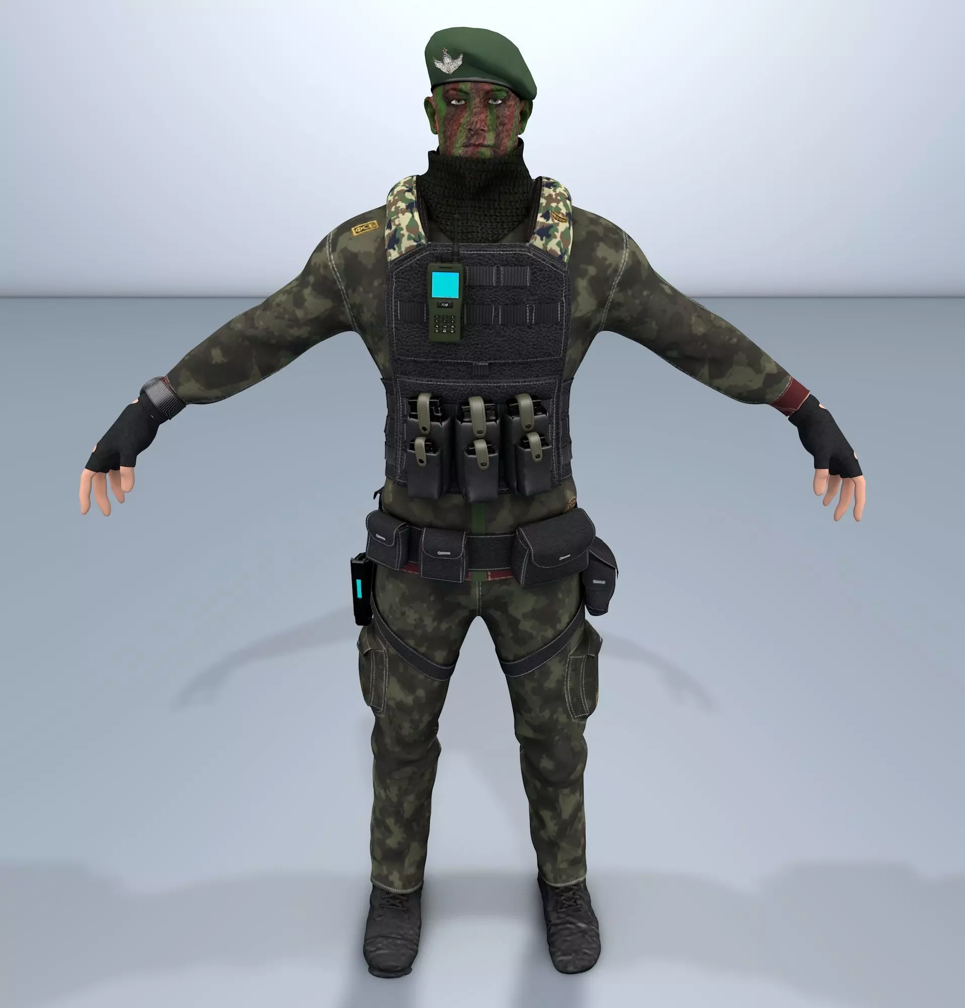 Charachter Marine Comander-Low poly Low-poly 3D model