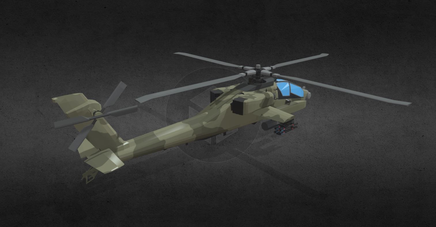 AH-64-Apache military helicopter Low-poly 3D model_4