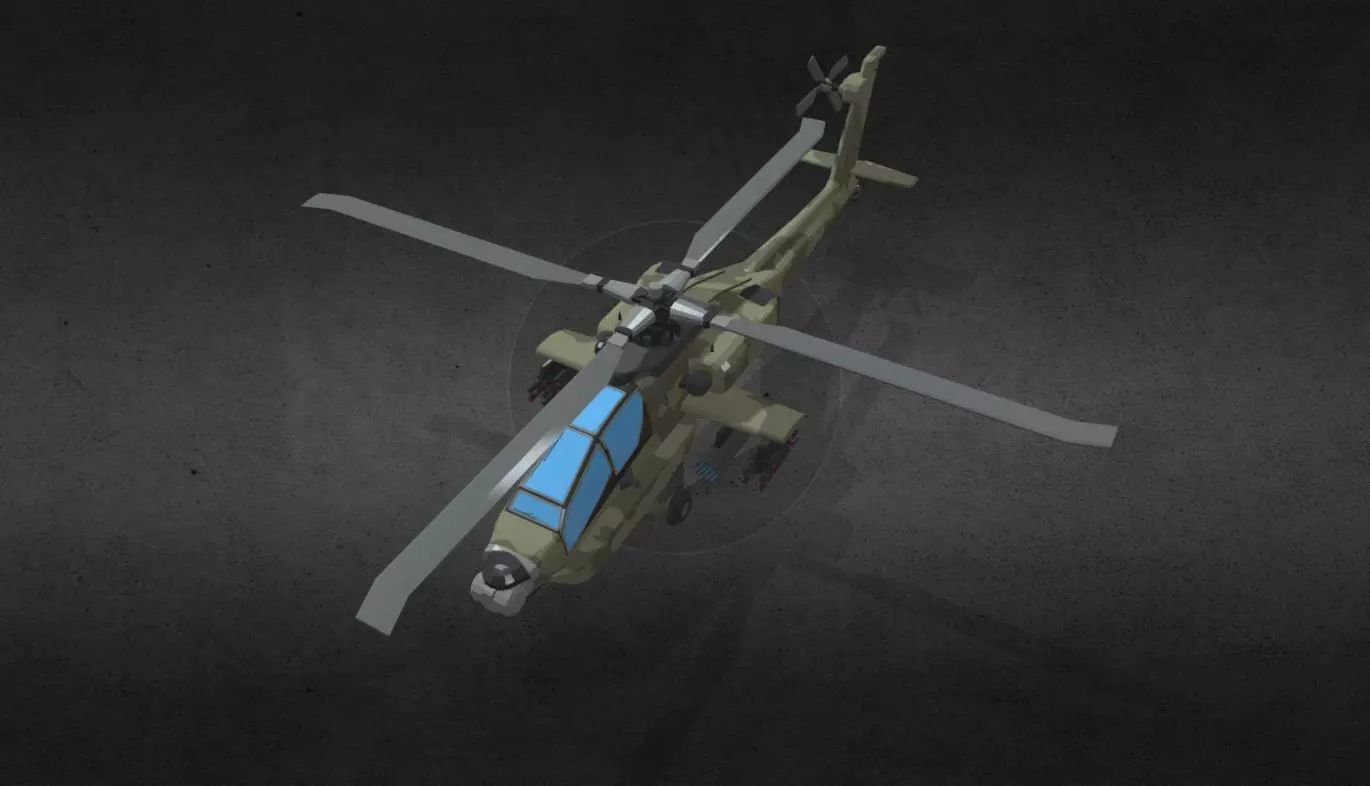 AH-64-Apache military helicopter Low-poly 3D model_0