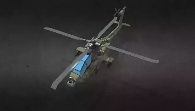 AH-64-Apache military helicopter Low-poly 3D model