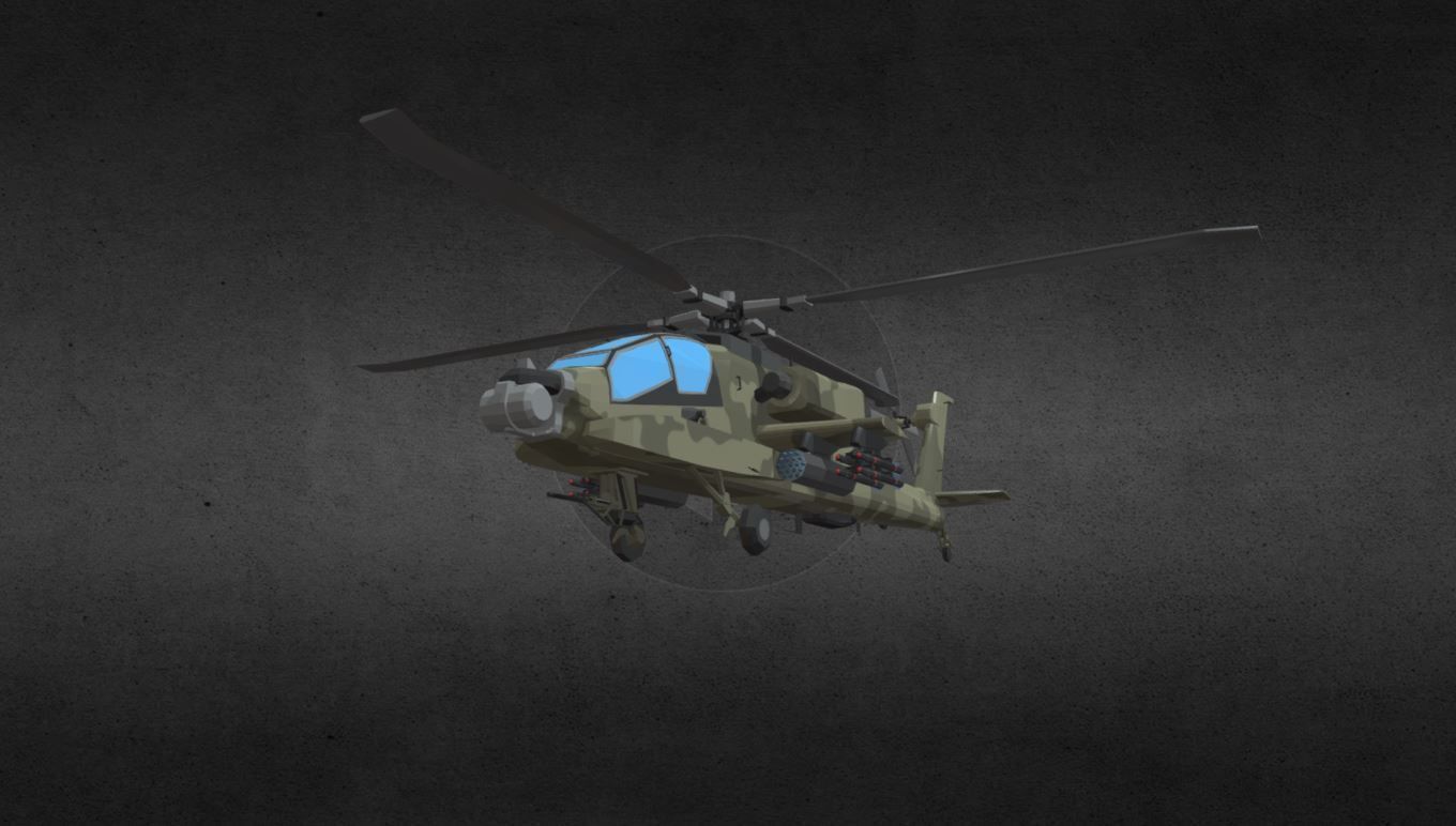 AH-64-Apache military helicopter Low-poly 3D model_3