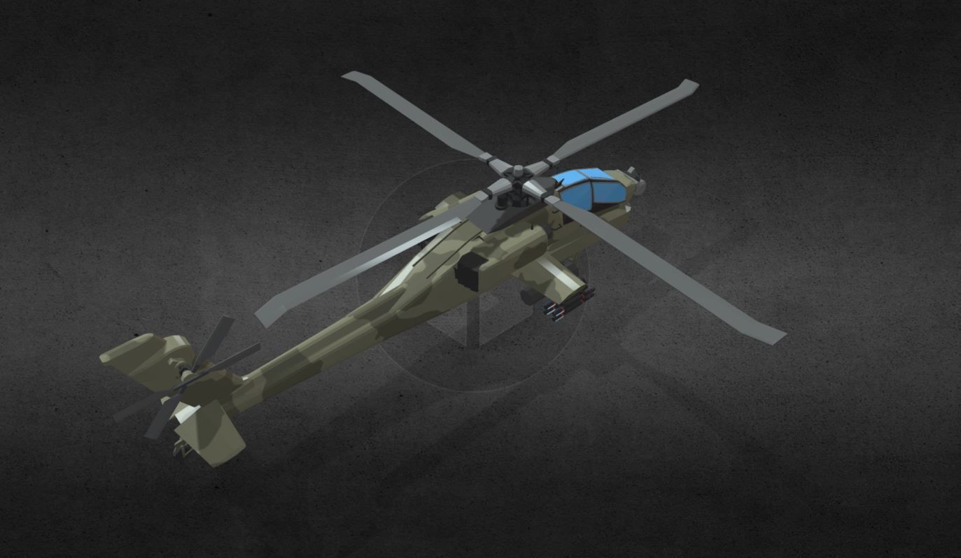 AH-64-Apache military helicopter Low-poly 3D model_1