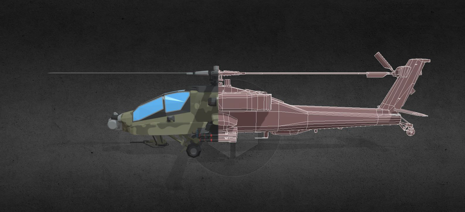 AH-64-Apache military helicopter Low-poly 3D model_6