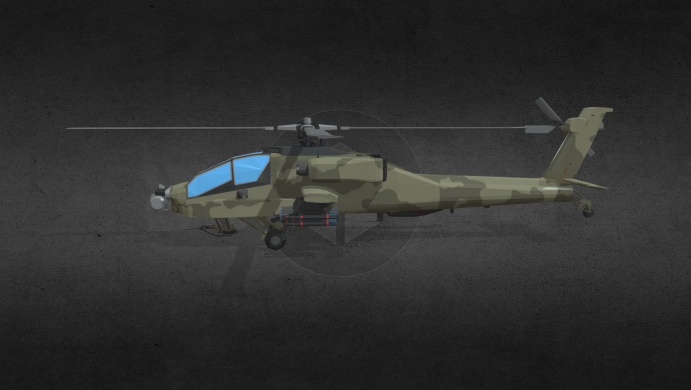 AH-64-Apache military helicopter Low-poly 3D model_2