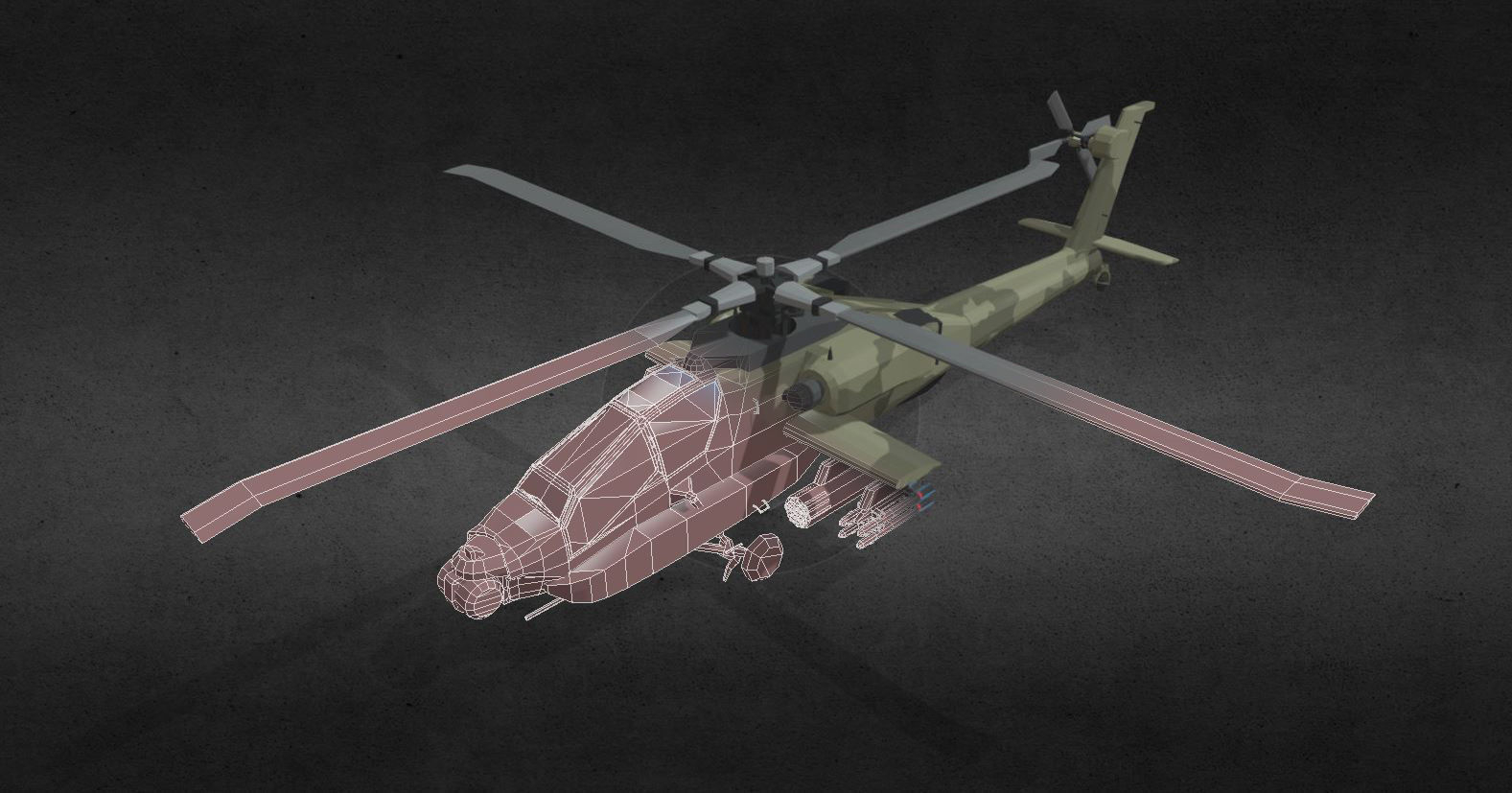 AH-64-Apache military helicopter Low-poly 3D model_7