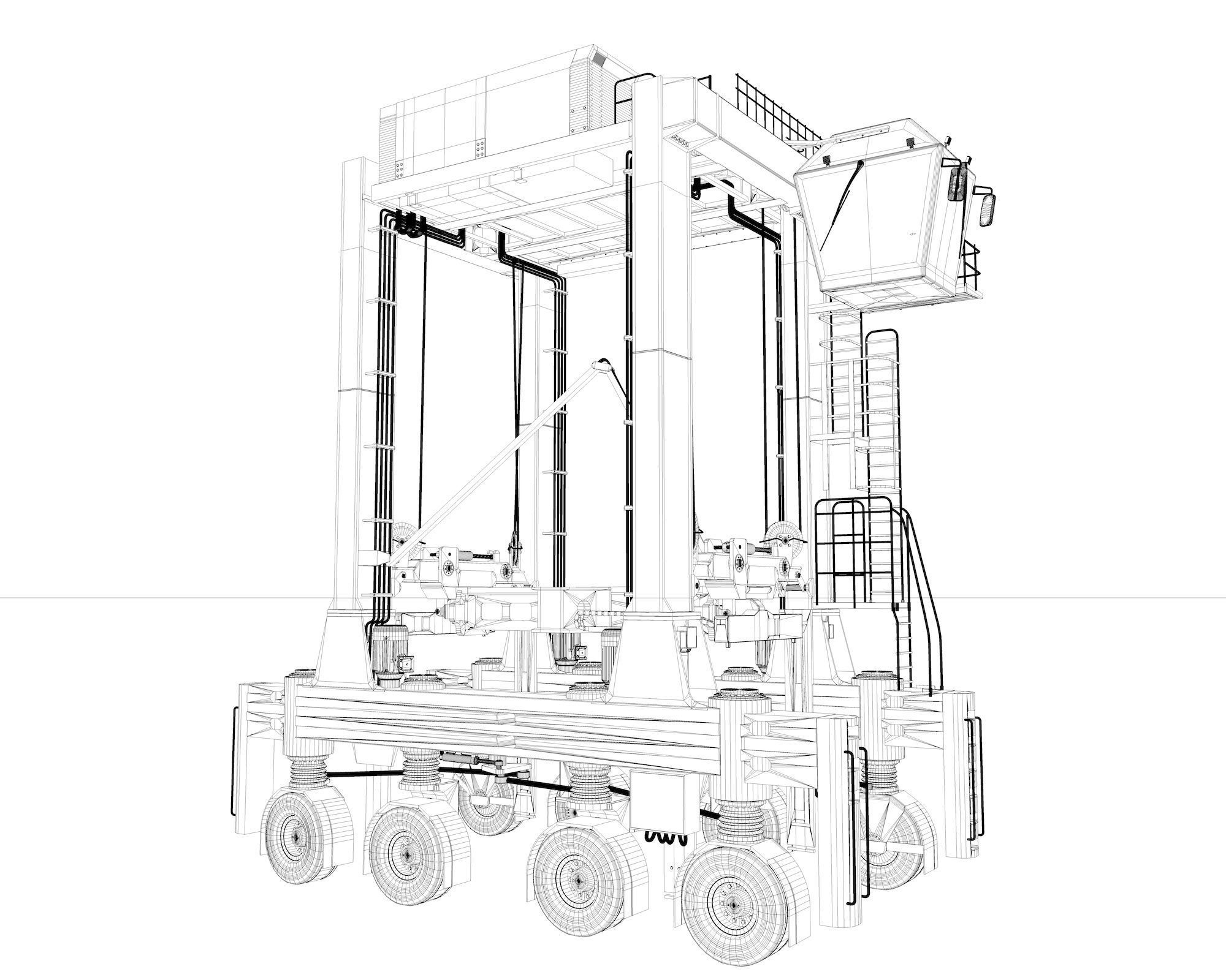 Straddle Carrier for Port 3D model_45