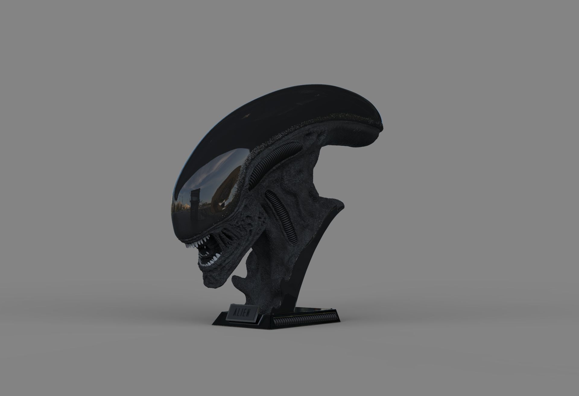 Alien Xenomorph Bust 3D Print Stl Model Diorama 3D print model 3D print model_50