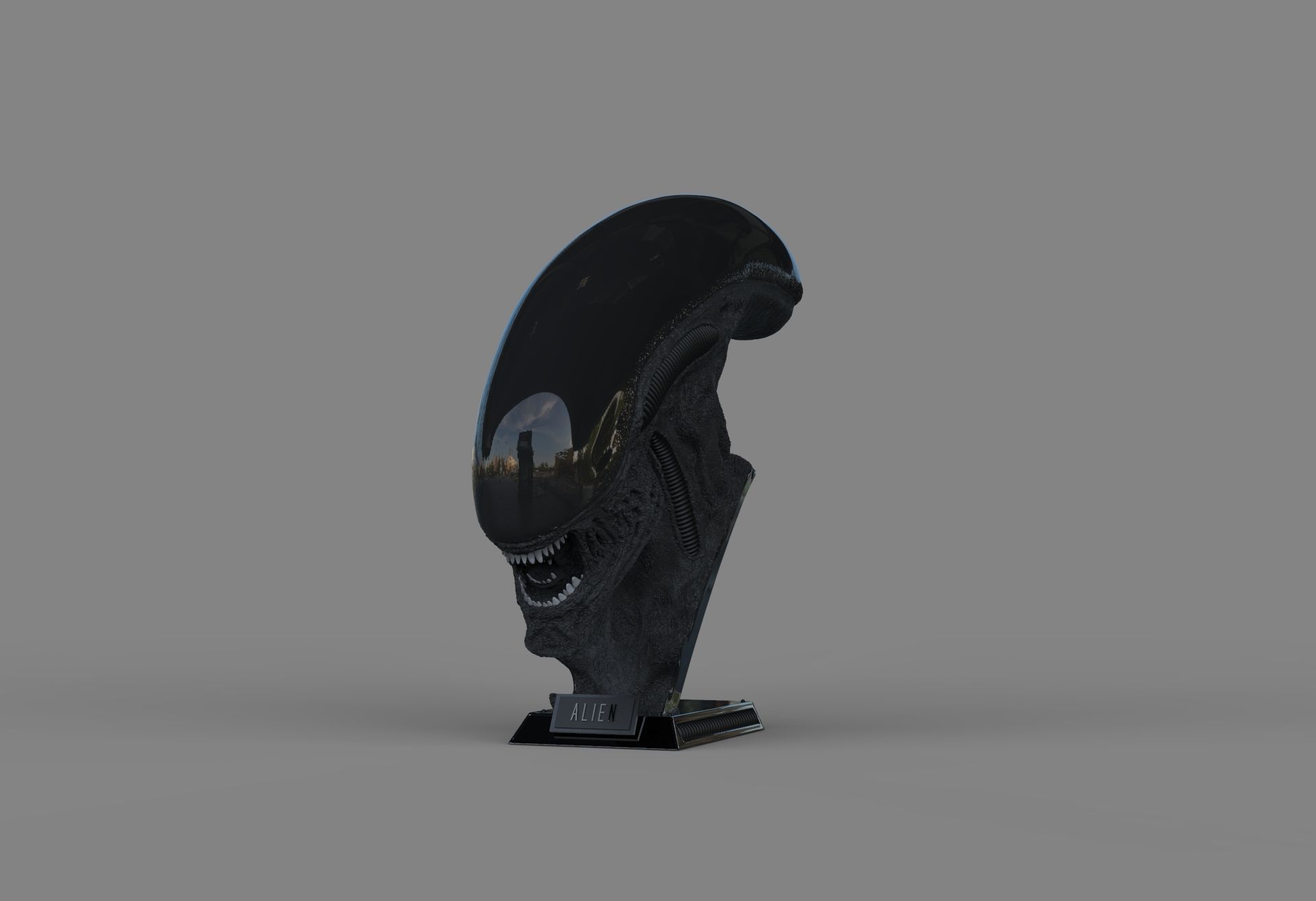 Alien Xenomorph Bust 3D Print Stl Model Diorama 3D print model 3D print model_48