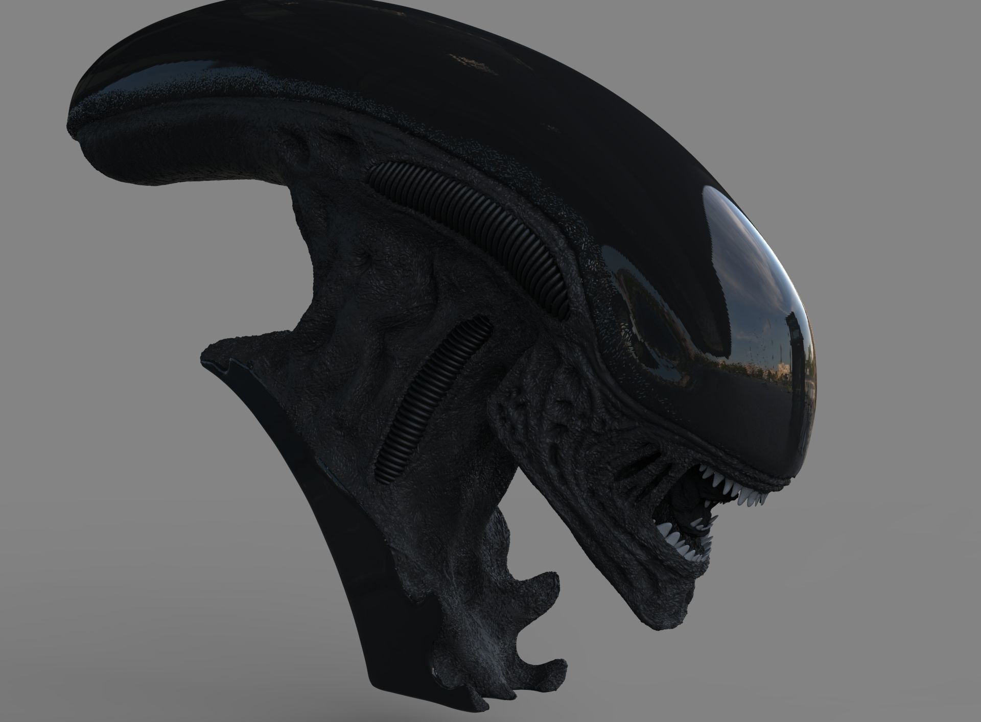 Alien Xenomorph Bust 3D Print Stl Model Diorama 3D print model 3D print model_2