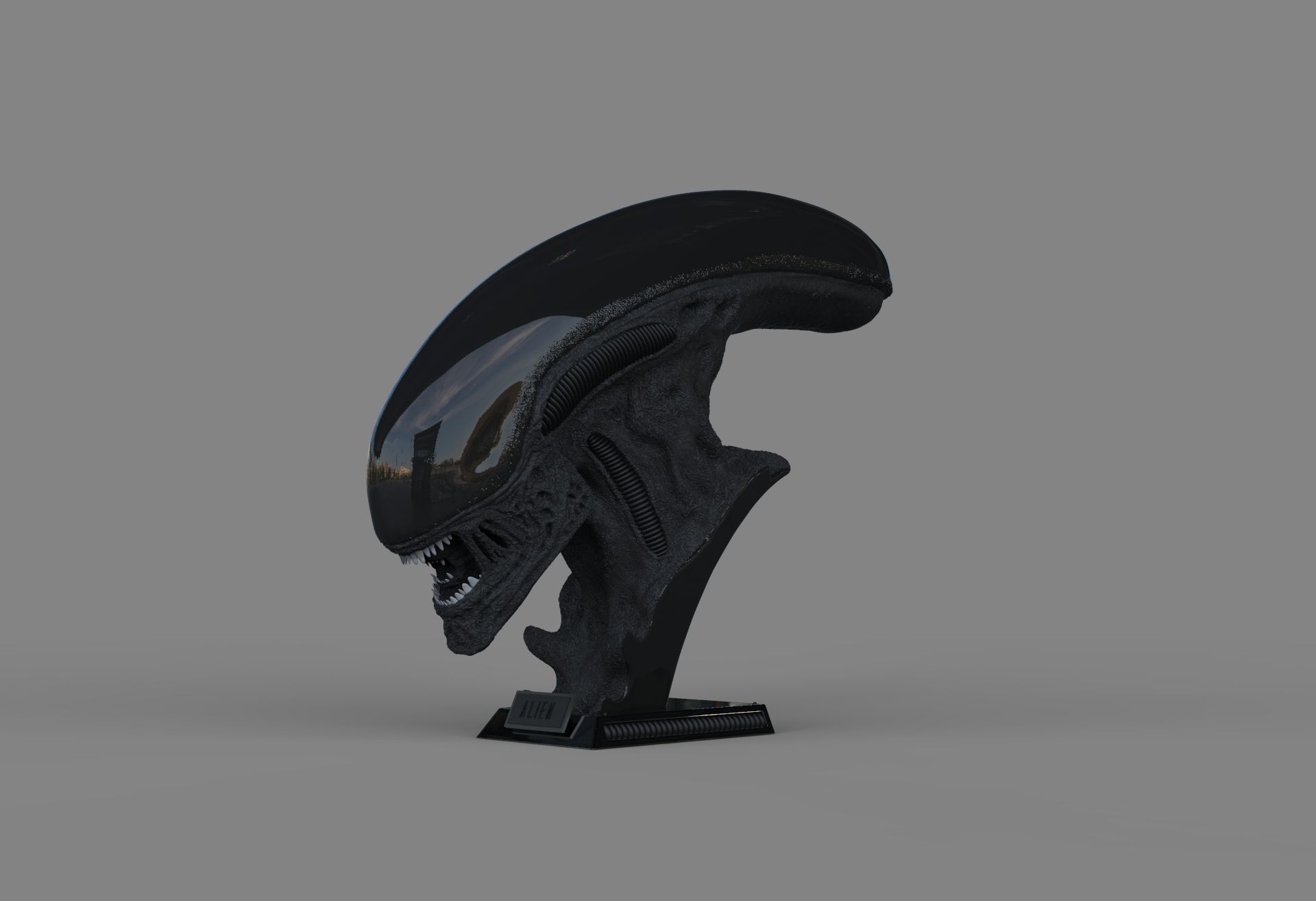 Alien Xenomorph Bust 3D Print Stl Model Diorama 3D print model 3D print model_49