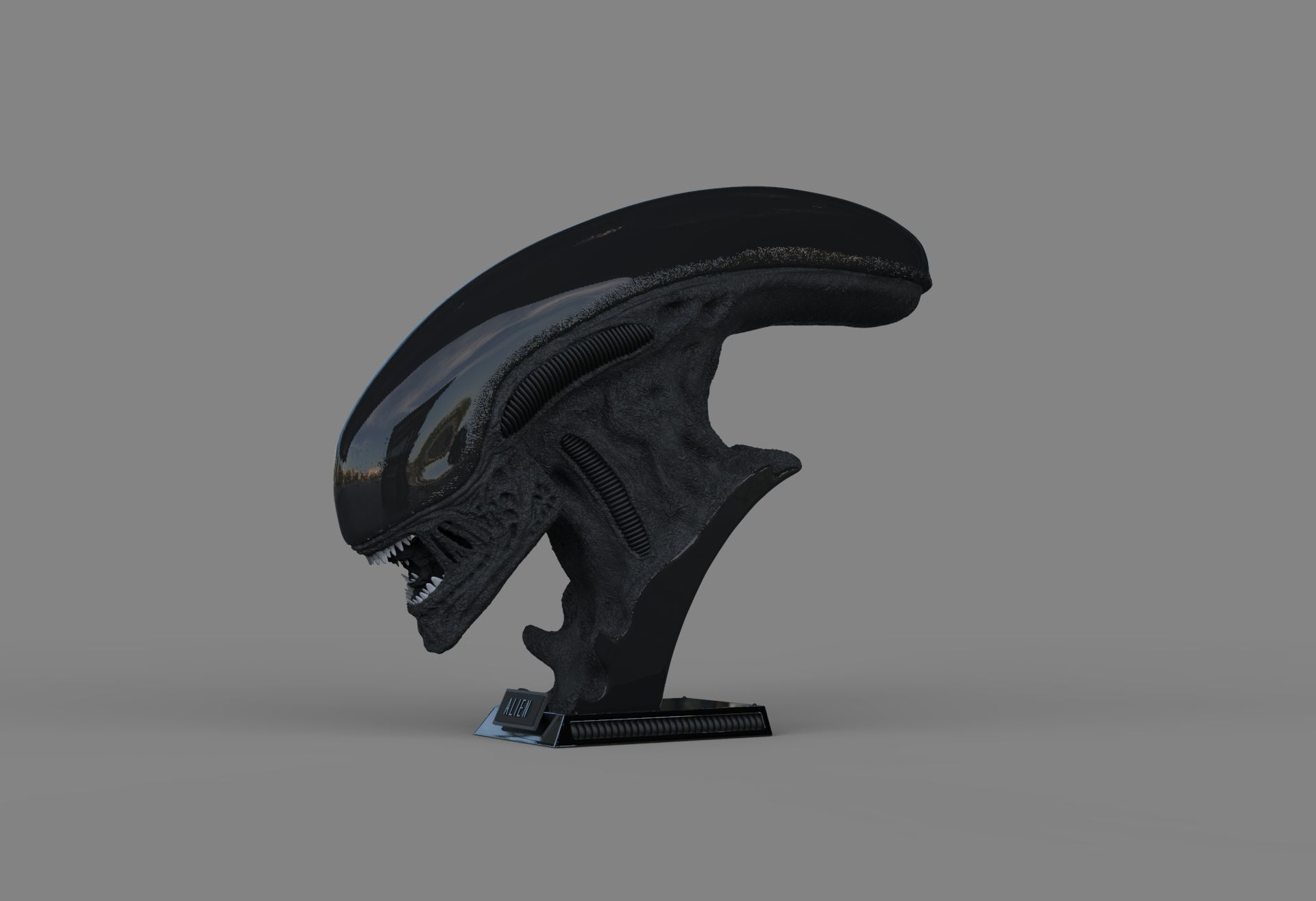 Alien Xenomorph Bust 3D Print Stl Model Diorama 3D print model 3D print model_53