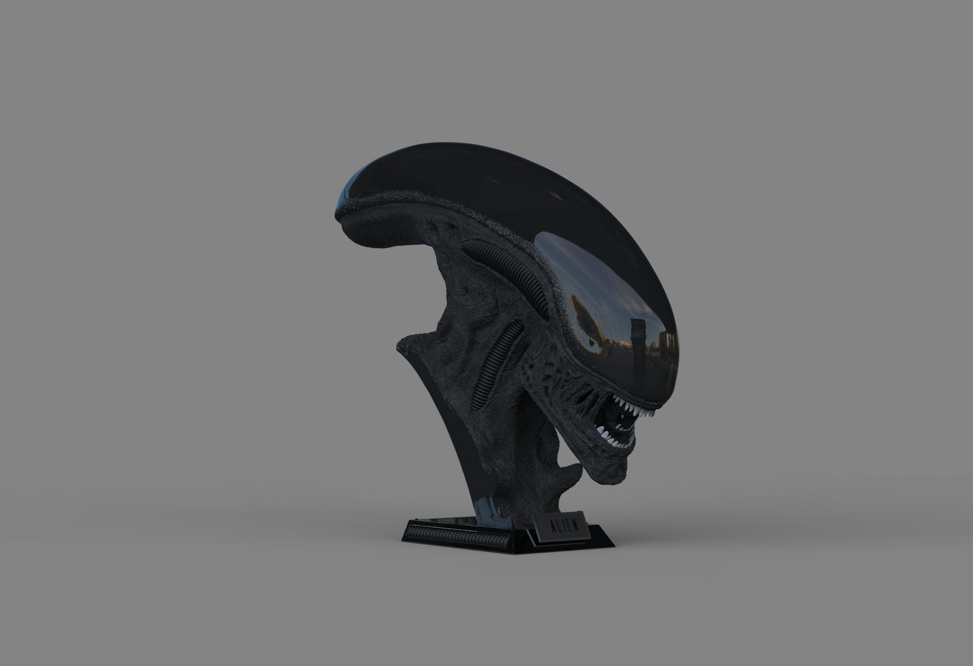Alien Xenomorph Bust 3D Print Stl Model Diorama 3D print model 3D print model_37